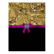 Glittery gold & black postcard