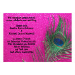 Glittery Pink Peacock Wedding Invitation