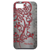 Glittery Red Black Silver Personalised