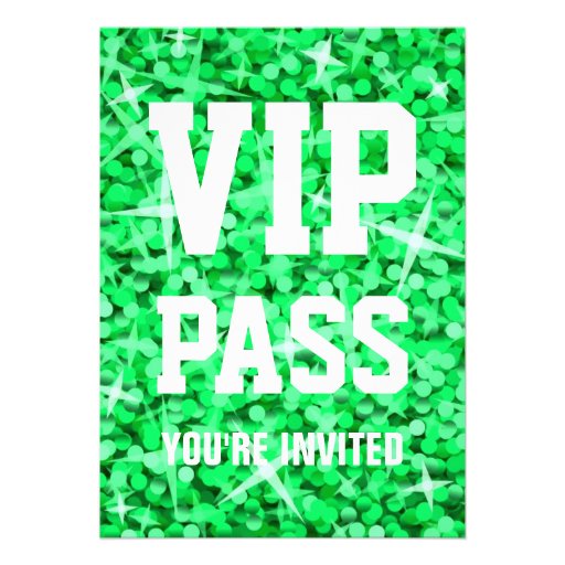 Glitz Green 'VIP PASS' invitation