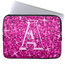 Glitz Pink 'monogram' laptop sleeve 13 inch