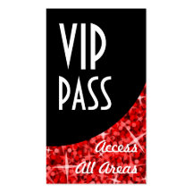 Glitz Red 'VIP Pass' Black Curve business card