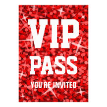 Glitz Red 'VIP PASS' invitation