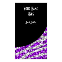 Glitz Zebra Purple Black Curve portrait Business Cards