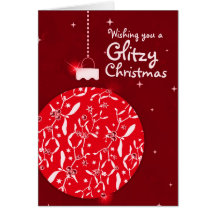 Glitzy Christmas sparkle bauble red card