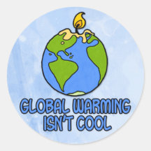 global warming round sticker