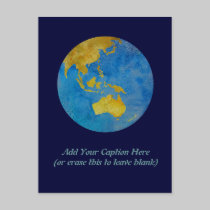 Globe Facing Australia and Asia postcards