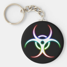 Glowing Colourful Biohazard Symbol - keychain