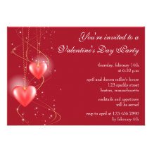 Glowing hearts valentine party invitation
