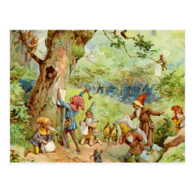 Gnomes, Elves and Fairies in the Magical Forest Postcard