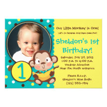 GO BANANAS - Little Monkey Party Invitations - BOY