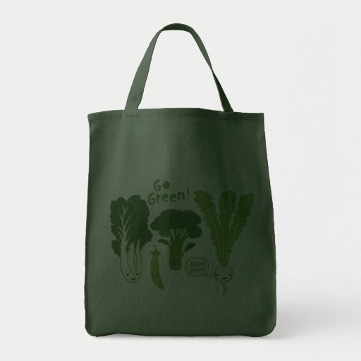 Go Green! (Leafy Green!) Happy Garden Veggies Tote Bags
