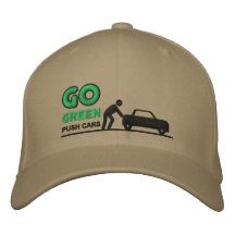 Go green push cars embroidered hat