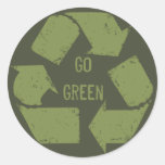 Go Green Recycle Logo Round Stickers