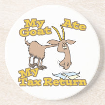 goat ate my tax return cartoon drink coaster
