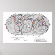 Gobal Map of Earth's Lithosphere Plate Tectonics Posters