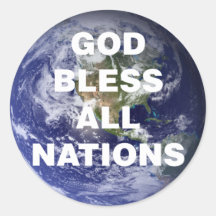 God Bless All Nations 1 Round Stickers