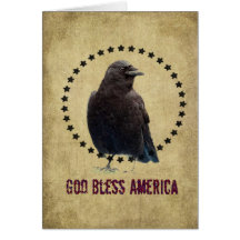 God Bless America- Crow & Stars Greeting Card