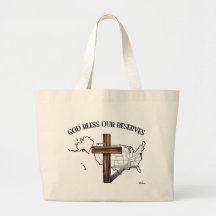 GOD BLESS OUR RESERVES, rugged cross & US outline Canvas Bags