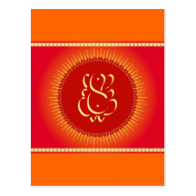 God Ganesha with sun rays Post Card