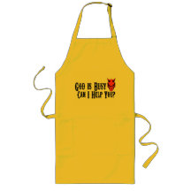 God is Busy Can I Help You Apron