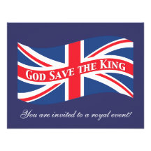 God Save the King with Union Jack Personalized Announcements
