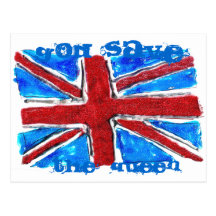 God Save The Queen Union Jack Post Card
