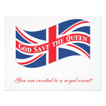 God Save the Queen with Union Jack Personalized Invite