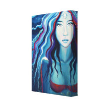 Goddess Art Electric Moon - Wrapped Canvas Print