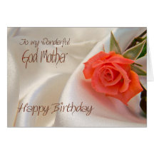 Godmother, a birthday card with a pink rose