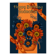 Godmother Birthday Card - Sunflower And Dragonfly