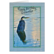 Godmother's Birthday Card with Great Blue Heron