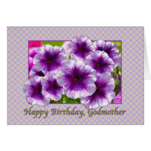 Godmother's Birthday Card with Purple Petunias