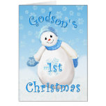 Godson's First Christmas Snowman Greeting Card