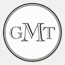 Gold 3 initial letter monogram royal elegance seal round sticker