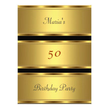 Gold 50th birthday Party Gold Black Announcement