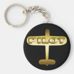 GOLD AIRPLANE PILOT KEYCHAIN