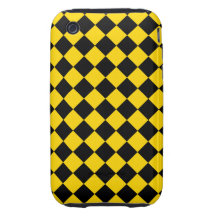 Gold and Black Diagonal Checkerboard Design iPhone 3 Tough Covers