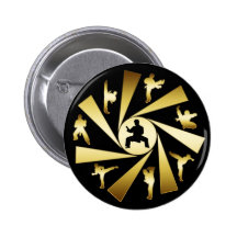 GOLD AND BLACK MARTIAL ARTS BUTTON