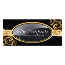 Gold and Black Salon Gift Certificate Personalized Rack Card