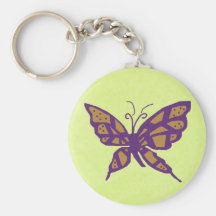 Gold and Purple butterfly key chain