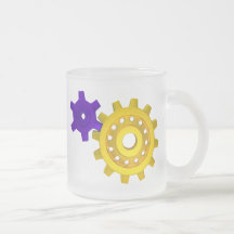 Gold and purple gears coffee mugs