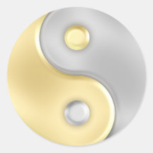 Gold and Silver Yin and Yang Round Stickers