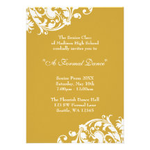 Gold and White Flourish Prom Formal Invitation