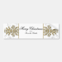 Gold and White Silver Damask Bumper Stickers