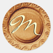 Gold Art Deco Wedding Monogram M Sticker