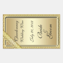Gold Bar Wedding Wine Label Sticker