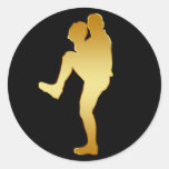 GOLD BASEBALL PLAYER ROUND STICKERS
