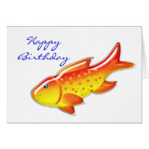 Gold Bellied Orange Back Glass Fish Birthday Cards