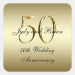 Gold Black 50th Wedding Anniversary Square Sticker